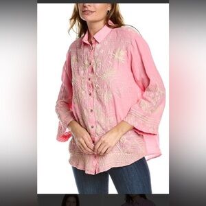 Johnny Was Womens Devere Kimono Sleeve Linen top. Size M. EUC.